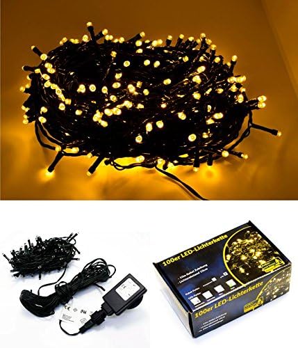 LED String Lights Warm White, Plastic, 100 LEDs