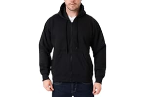 LABEL APPAREL Mens Zip Up Hoodie 300GSM Fleece Plain Pullover Zipped