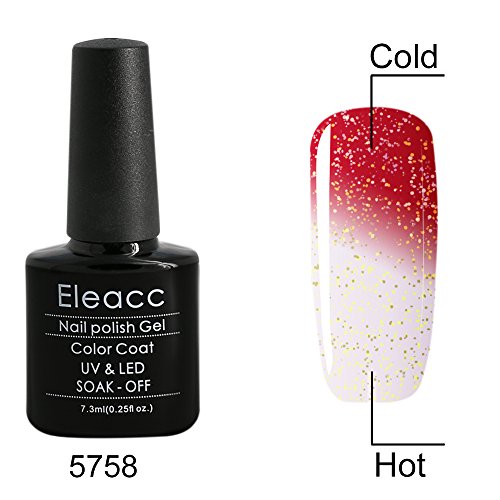 Eleacc 7.3ml Soak Off Temperature Color Change Chameleon Uv LED Gel Nail Polish Nail Art Base Top Coat (5758)
