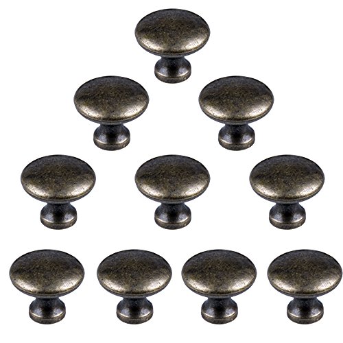 MyArmor Runde Griffe / Knäufe für Schrank / Schublade / Tür, Antik-Bronze-Stil, verzinkt, 10 Stück