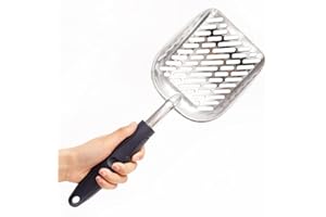 VEGENA Metal Cat Litter Scoop: Cat Litter Shovel Made of Metal, Deep Shovel with Comfortable Handle, Durable Litter Pet Shovel, Non-Stick Cat Litter Sifter Scoop, Easy to Clean Pet Litter Scoop for Cats