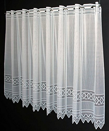 Scheibengardine Jacquard grafisch 110 cm hoch | Breite der Gardine durch gekaufte Menge in 13 cm Schritten wählbar | Farbe: Weiß - 3