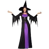 amscan 9908294 Adult Ladies Classic Purple Witch Fancy Dress Halloween Costume & Hat Book Week Outfit (UK Dress Size 14-16)