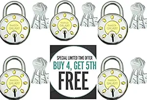 Ramson Steel Galaxy 8 Levers Double Locking 3 Keys Lock (65 MM, Silver) Five