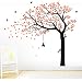 Produktbild BDECOLL Vinyl Wand Aufkleber Baum mit Zweige & Fallende Blätter / Natur Vögel Art Dekor Heim Bunt aufkleber,Aufkleber/Sticker,Vinyl, für Kinderzimmer (Orange)