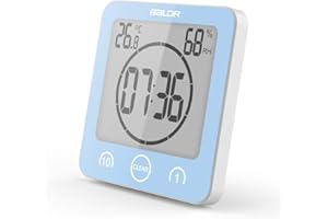 FXXSWEY Suhey LCD Reloj de Ducha Digital, Reloj de baño Reloj de Ducha Impermeable Reloj Temporizador Temperatura Humedad Pared Ducha Reloj Reloj Temporizador de Cocina (Azul)