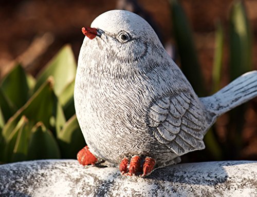 Vogeltränke Herz mit Steinfigur Vogel, Garten Deko, massiver Steinguss, frostfest bis -30°C - 4