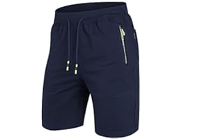 ZOXOZ Short Homme Coton Short Sport Homme Poche Zippée