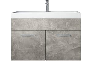 BADPLAATS B.V. Paso 01 Bathroom Furniture Set, 80 cm, Concrete Grey, Base Cabinet, Washbasin, Washstand