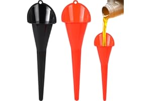 DANBGHYUO Trichter mit langem griff, 2pcs Universeller tragbarer Benzin-Motortrichter, multifunktionaler Langhalsöltrichter, breite Öffnung, hell, für alle Automobil und Motorräder (Rot + Schwarz)