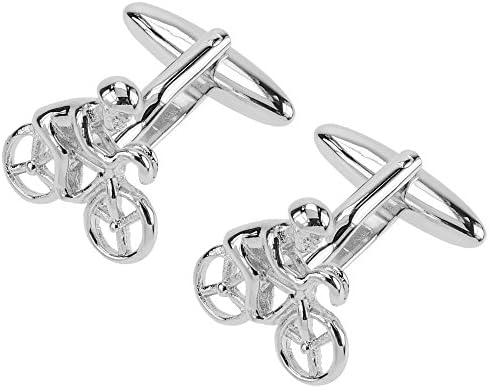 CUFF IT Cufflinks Silver Cyclist Novelty Bike Cycling Sports Cuff Links for Men with Gift Box