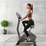Datos técnicos de BRX-90: Sistema de frenos magnético con regulación electrónica del esfuerzo. Masa del volante: 10 kg. Peso máximo del usuario: 125 kg. Consola con pantalla LCD retroiluminada azul. Información, velocidad, distancia, calorías, tiempo, frecuencia.
