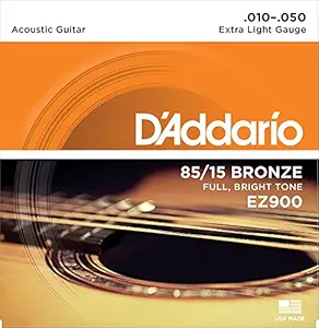 D'Addario Bronze Acoustic Guitar Strings_{.010-.050_Extra Light Gauge}_Stainless Steel Material