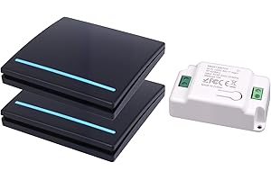 HNCY interruptor inteligente, Interruptores de luz de pared, Kit de Interruptor de Luz Inalámbricas, RF 433Mhz 240V interruptor inalambrico receptor, alcance de 100 m, 2 interruptores negros y 1 receptor