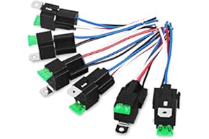 DollaTek 6Pcs 12V 30A Cablaggio Interruttore relè Fusibile Fusibile Lama ATO/ATC, relè elettrici automobilistici SPST a 4 Pin con Cavi 14 AWG per Servizio Pesante