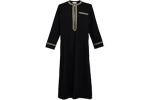 CAMDOM Naher Osten Arabische Herren Roben Muslimische Kaftan Kleidung V-Ausschnitt Thobe Arabisch Muslim Freizeitkleidung