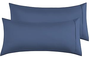POLIGINO Funda de Almohada 100% Microfibra 50 x 90 cm, Juego de 2 Fundas Almohada Extra Suave Hipoalergénicas Transpirable Azul