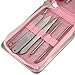 Liying®Professional Personal Manicure Set Travel Grooming Pedicure Kit Tool Set In Leather Wallet Pouch Gifts (Pink)