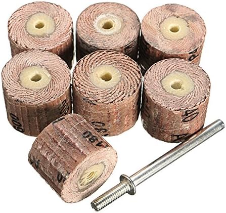 Wishfive 7pcs Flap Sanding Wheel 80-600 Grit With a 1/8 Inch Mandrel fit Dremel Grinder Rotary Tool