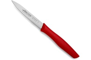 Arcos Serie Nova - Cuchillo Mondador - Hoja de Acero Inoxidable de 100 mm - Mango de Polipropileno Color rojo