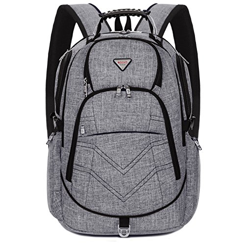 Preisvergleich Produktbild Laptop Rucksack 18,4 Zoll , SOCKO Nylon Schulrucksack strapazierfähig Reisetasche Hiking Knapsack College Studenten Tagesrucksack mit Schulterreimen für 18-18,4 Zoll Laptop Notebook Computer (Grau)