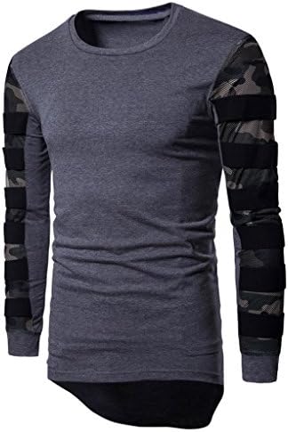 Sweatshirt Mens Blouse, DoraMe Multicolor Printed Pullover Sweatshirt Long Sleeve Top Tee Outwear Blouse (S, Gray)