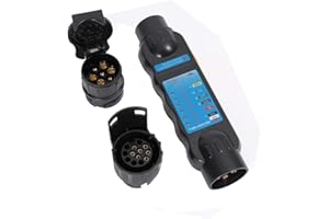 TAEUYYM 7 Pin Trailer Plug Socket Tester, 12 Volt 7 Pin Trailer Plug Socket Wiring Circuit Tester, Light Circuit Testing Tools, For Caravan RV Truck Tractor Trailer Light Diagnostic (Tester+Adapter)