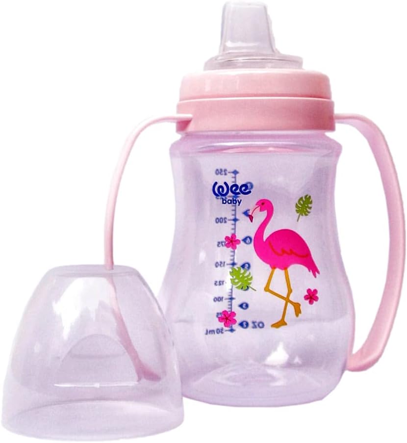 Wee Baby 8690797107543 Akıtmaz Kulplu Bardak, 250 ml, Pembe