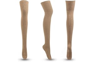 Egurs Japoński styl skarpety do kolan z bawełny dla kobiet, długie retro, w paski, do kolan, na zimę, skarpety termiczne