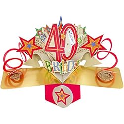 Second Nature Pop Ups Geburtstag Pop Up Card mit "40th Birthday" Schriftzüge und Sterne