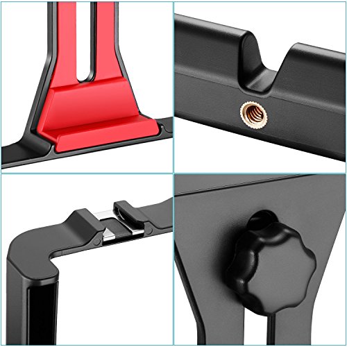 Neewer 10090225, Custodia Rig Vlogging per registrazione video, Stabilizzatore impugnatura palmare con supporto per piede fisso, Nero + Rosso