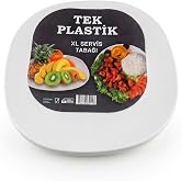 Sert Plastik Servis Tabak 6'lı Set 25 cm &ndash; Kırılmaz, Yıkanabilir, Piknik, Servis ve Sunum Tabağı
