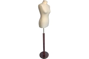 FELLA4STORES Basic Women's Dressmaker's Dummy Made of PU Foam Beige Cover with Round Base Brown Size 36/38