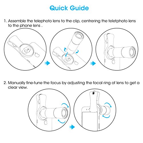12X HD Teleobiettivo Smartphone, Maxcio Teleobiettivo Mobile per Migliorare la Chiarezza e Il Doppio Obiettivo, Obiettivo Clip per iPhone 8/8 Plus, 7/7 Plus, 6 / 6s Plus, iPad, Samsung S8 / S7, Xiaomi, Huawei ecc