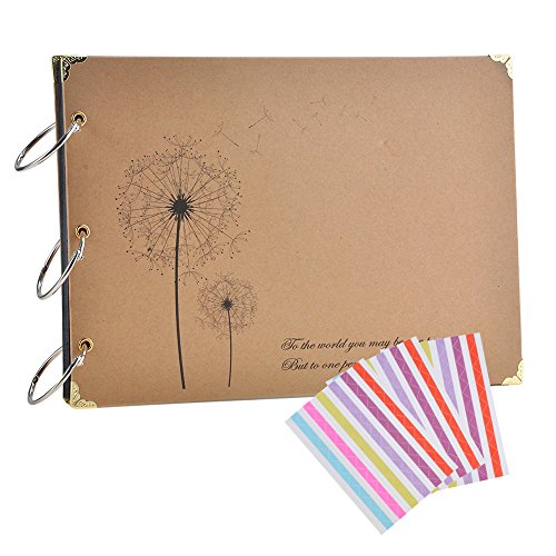 Jingxu DIY Scrapbook Fotoalbum Notizbuch Löwenzahn 27 cm x 18.5 cm, 30 Blatt, 60 Seiten mit 3 Stück Fußpaste