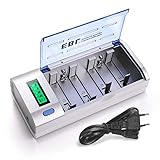 Ladeüberwachung durch Mikroprozessorsteuerung, automatisch in den Erhaltungslade Modus ändern; Mit negativen Delta V(-∆V) Abschaltung Funktion (nicht für 9V Batterien), schutz das Ladegerät und Akkus vor Überladung, Kurzschluss. Falls das Ladegerät nicht-wiederaufladbaren/defekten Zellen erkennt, wird es die gute Akkus auch nicht aufladen, sowie nicht funktionieren