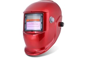 ZERONE Auto Darkening Solar Powered Welding Helmet Adjustable Grind Mode DIN 9/13 Shade LCD Display 5 Replacement Lenses