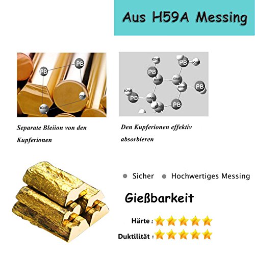 Küchenarmatur herausziehbarer Geschirrbrause 2 Strahlarten Hochdruck Hoher Auslauf 360°Schwenkbereich aus Messing verchromt Armatur Küche - 3