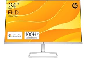 HP Series 5 23.8” Monitor | FHD IPS Display | 100 Hz Refresh Rate | 99% sRGB | 300 Nits Brightness | 1500:1 Contrast Ratio | Adjustable Tilt | Works with Chromebook | 1 HDMI 1.4, 1 VGA | White | 524sw