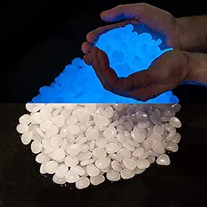 Everyglow Glow in The Dark Rocks for Outdoor,Garden Yard Decor, Aquarium Rocks, Fish Tank,Walkway, Swimming Pool, DIY Decorative Glow Stones Luminous Pebbles Rocks(White/Blue)