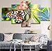 Produktbild Leinwand Gemälde Für Wohnzimmer Wandkunst Rahmen 5 Stücke Schmetterling Bunte Blume Poster HD Drucke Bilder Wohnkultur