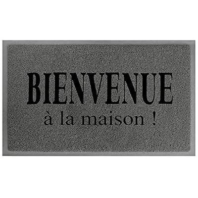 Tapis Déco Maison Tapis d'Entrée PVC Gris/Noir 75 x 45 x 75 cm