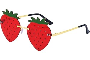 DAZZLUXE 1 Stück Erdbeer-Sonnenbrille, Randlose Sonnenbrille, Damen-Erdbeer-Sonnenbrille, Uv400-Brille, Erdbeer-Dekorationen, Modische Personalisierte Sonnenbrille, Lustige Brille