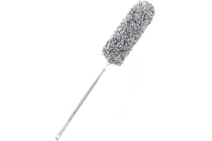 AMD NEXUS Extendable Feather Duster, Bendable Microfiber Duster with Extra Long Telescopic Extension Pole and Soft Silicone Cap, Washable Duster for Cleaning Roof, High Ceiling Fan, Blinds