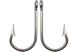 Shaddock 10 anzuelos para pesca de agua salada, de acero inoxidable, forjados para grandes silvestres extrafuertes, con anillo cónico, punta de cuchillo, para agua salada