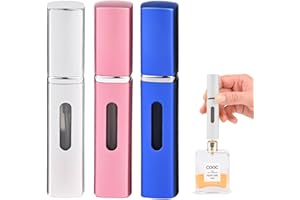 Aieino 3pcs 8ml Travel Perfume Atomiser Refillable Bottles - Portable Mini Perfume Aftershave Spray Bottle Bottom Pump Empty Atomizer Leakproof for Women Men, Pocket Handbag Luggage