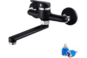 GHOPY Robinet de cuisine mural pour évier de cuisine - Robinet de lavabo - Mitigeur monocommande - Rotatif à 360 ° - Chromé - Type 2