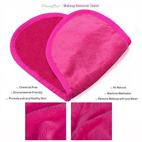 Make-up Entferner Tuch 3 Pack – Chemical Free – Bewegen Sie Make-up sofort nur mit Wasser – Wiederverwendbare Gesichtsreinigung Handtuch – Geld-zurück-Garantie (1Pink+1Blue+1Rosy) - 3