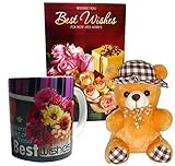 Siddhi Gifts Best Wishes Greeting Card, Coffee Mug With Cute Soft Teddy