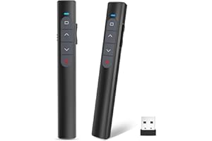 OMYPOTT 2PCS Presentation Powerpoint Clicker, Wireless Remote Presenter with Hyperlink & Volume Remote Control PowerPoint Office Presentation Clicker for Keynote/PPT/Mac/PC/Laptop(Battery No Included) (2red)